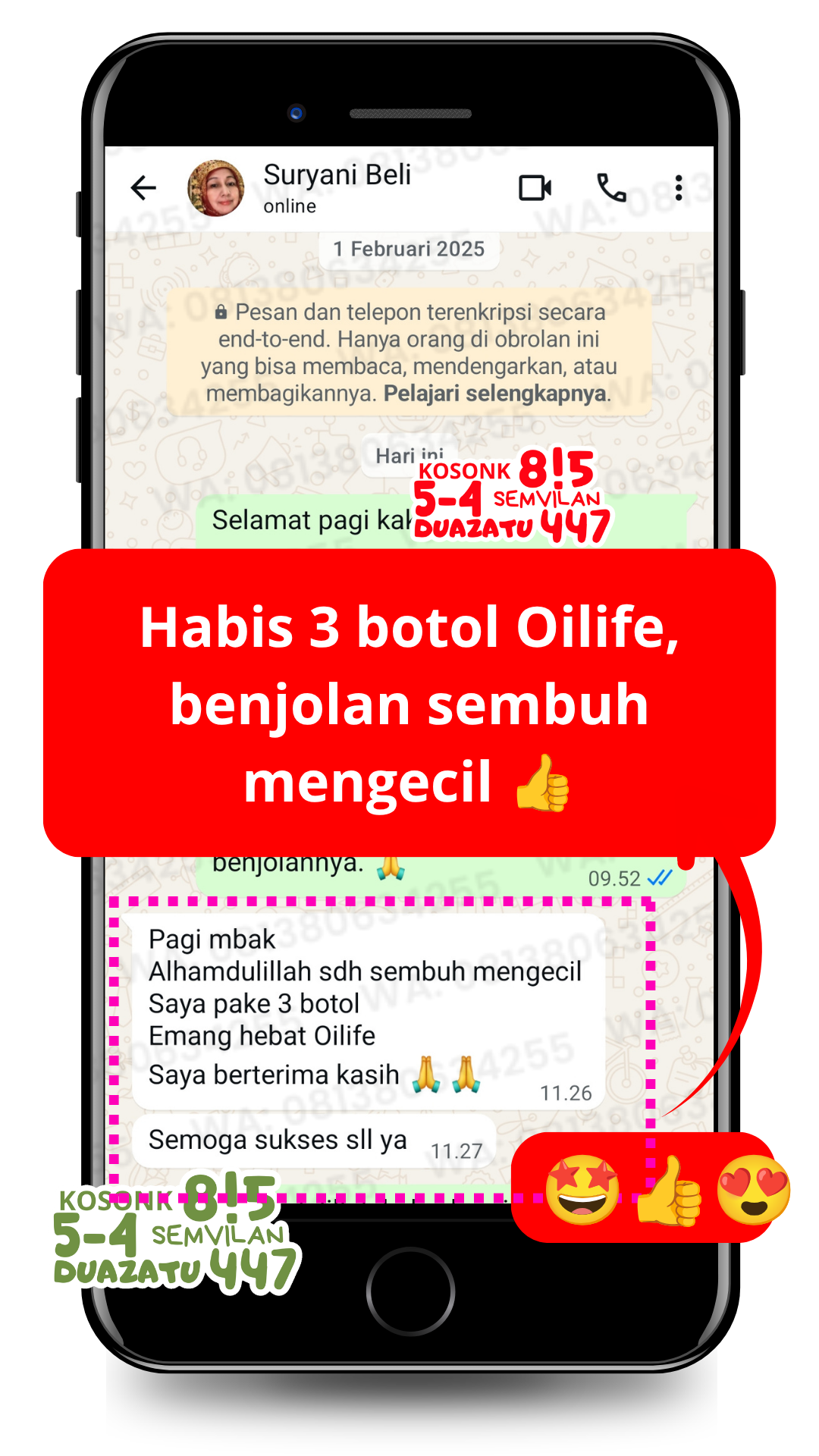 Dokumentasi testimoni pelanggan Oilife 10
